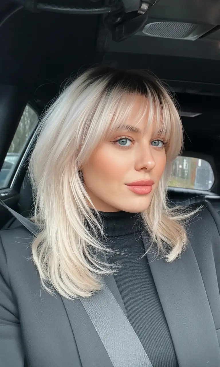 Best hair color for light skin 2026 + Icy Platinum With Wispy Bangs And Soft Volume