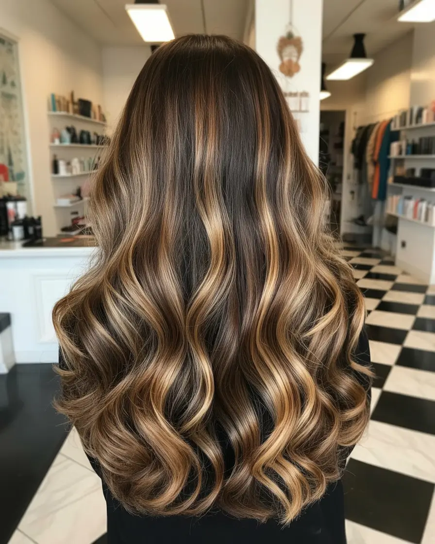 Best hair color for tan skin 2026 + Golden Ribbon Balayage With Deep Brunette Roots