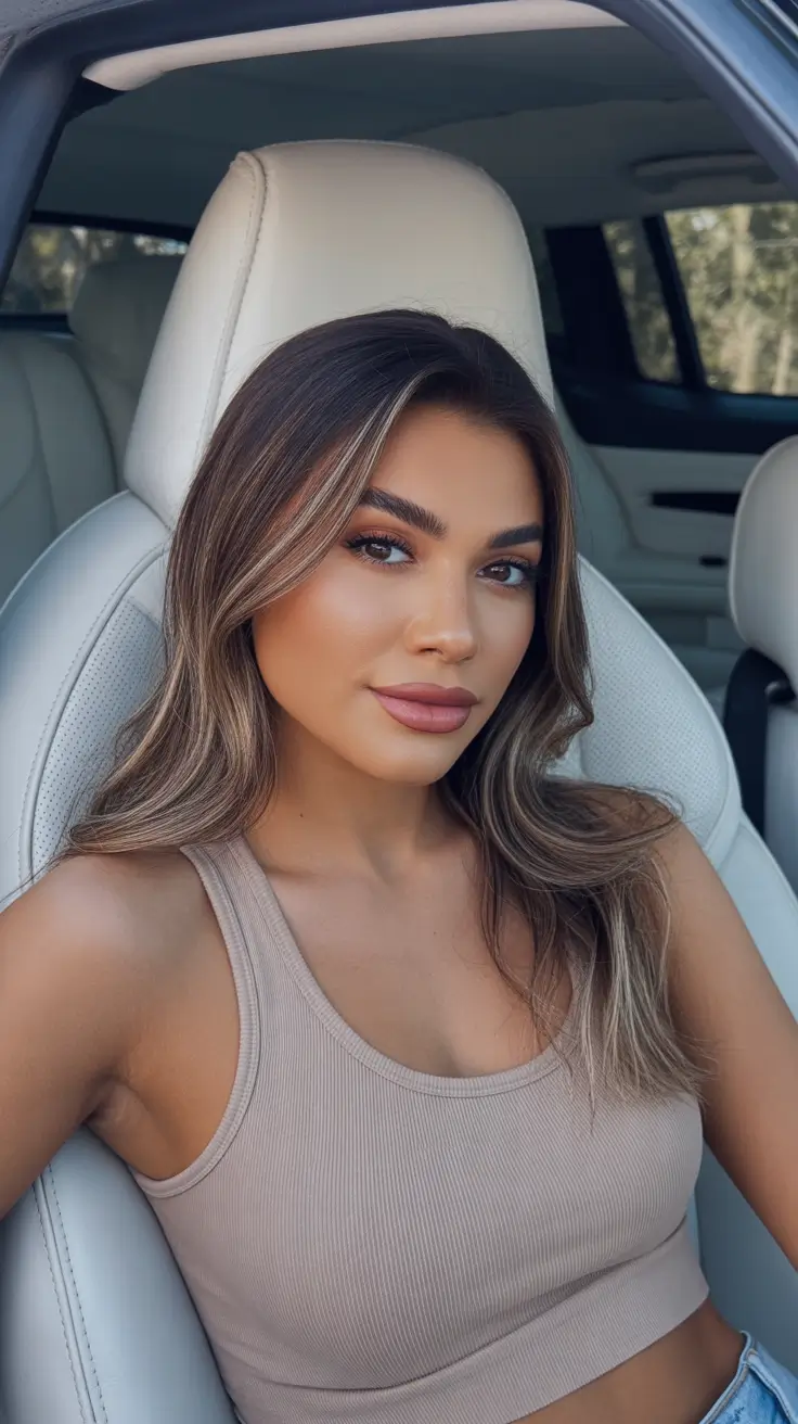 Best hair color for tan skin 2026 + Smoky Brunette With Cool Beige Money Pieces