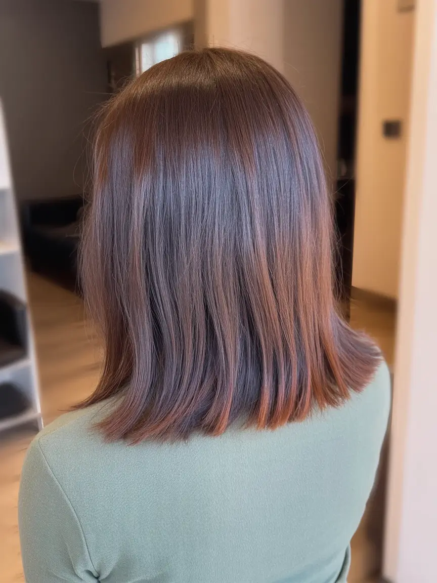 Best hair color for tan skin 2026 + Cool Cocoa Bob With Subtle Copper Ribbons
