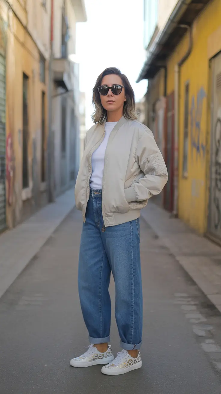 best cold spring outfit 2026 Light Bomber And Easy Denim For Cool Mornings