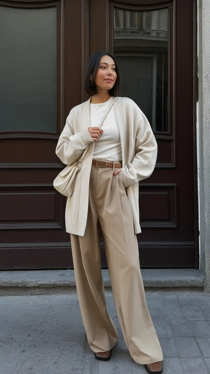 best cold spring outfit 2026 + Neutral Office-Ready Layers With Soft Draping