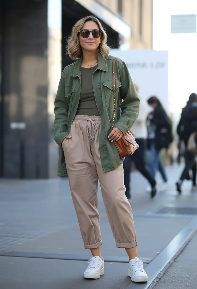 comfy spring outfits 2026 Urban Comfort With Earthy Tones