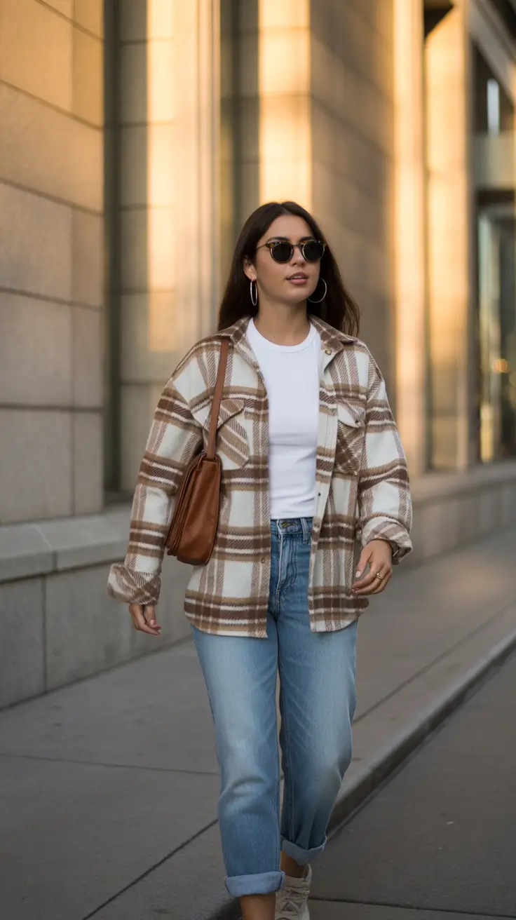 comfy spring outfits 2026 Soft Plaid And Relaxed Denim