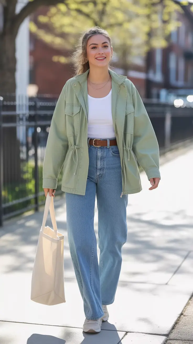 comfy spring outfits casual looks Mint Green Layers For Breezy Errands