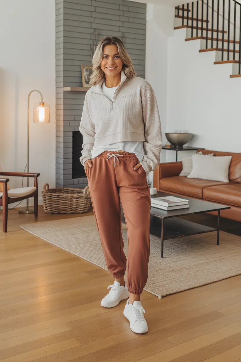 comfy spring outfits for casual wear 2026 Warm Tones And Cozy Textures Indoors