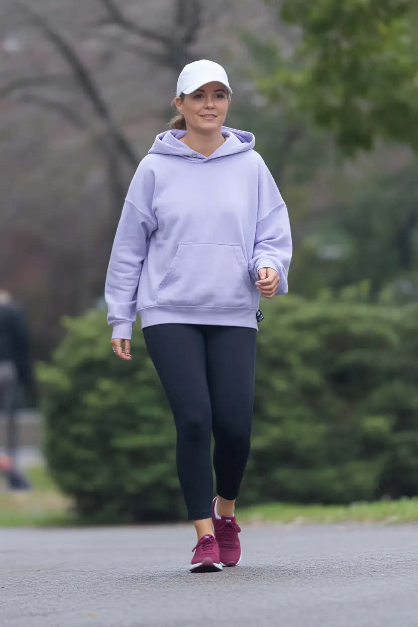 cozy leggings outfit spring 2026 Lavender Ease For Relaxed Outdoor Moments