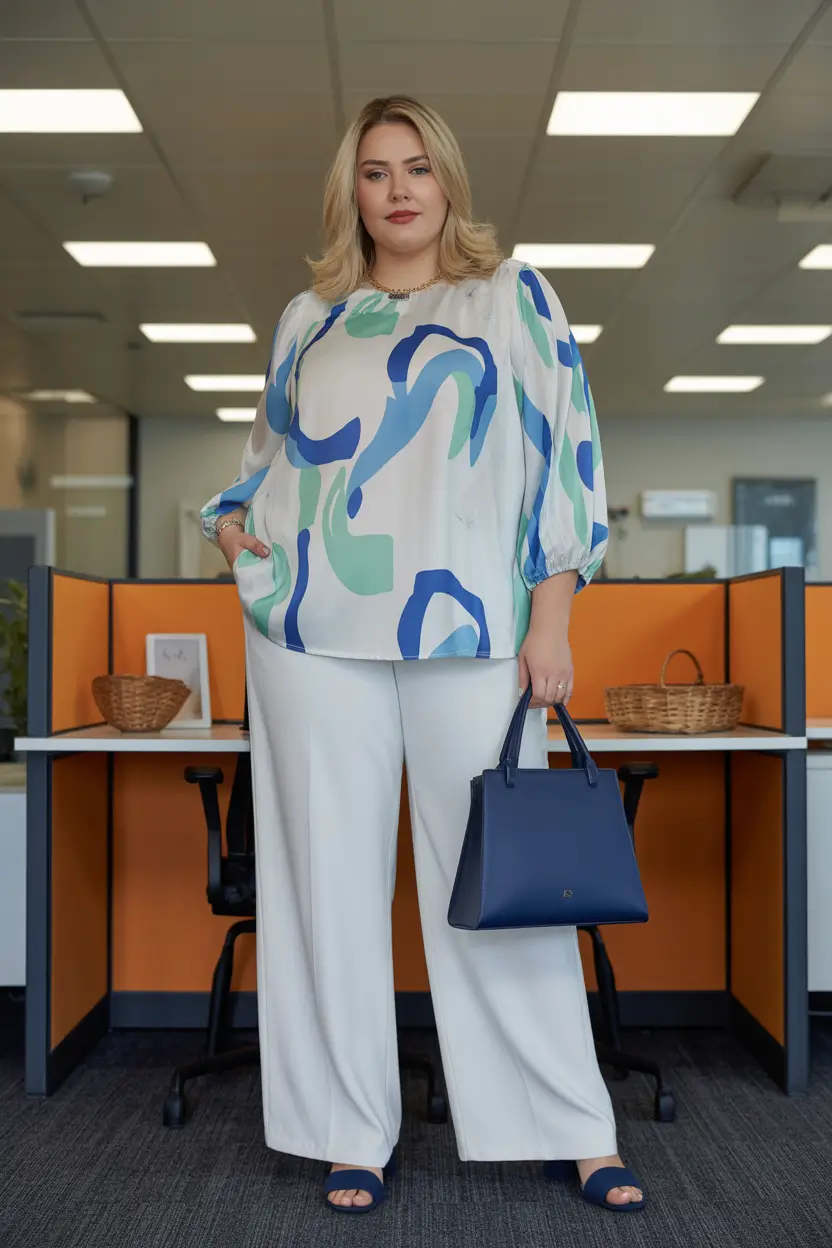 sophisticated plus size spring outfits 2026 Bold Prints And Clean Lines For A Confident Workday