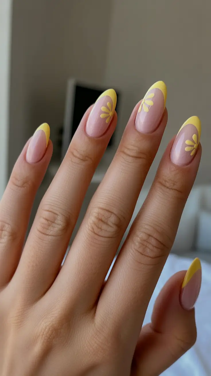 spring almond nails 2026 Sunny Petal Smile