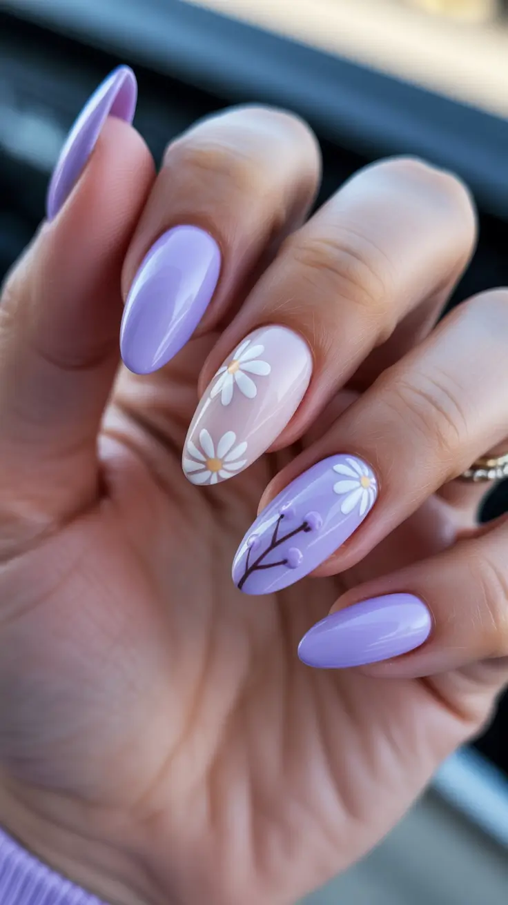 spring almond nails 2026 Lavender Field Breeze