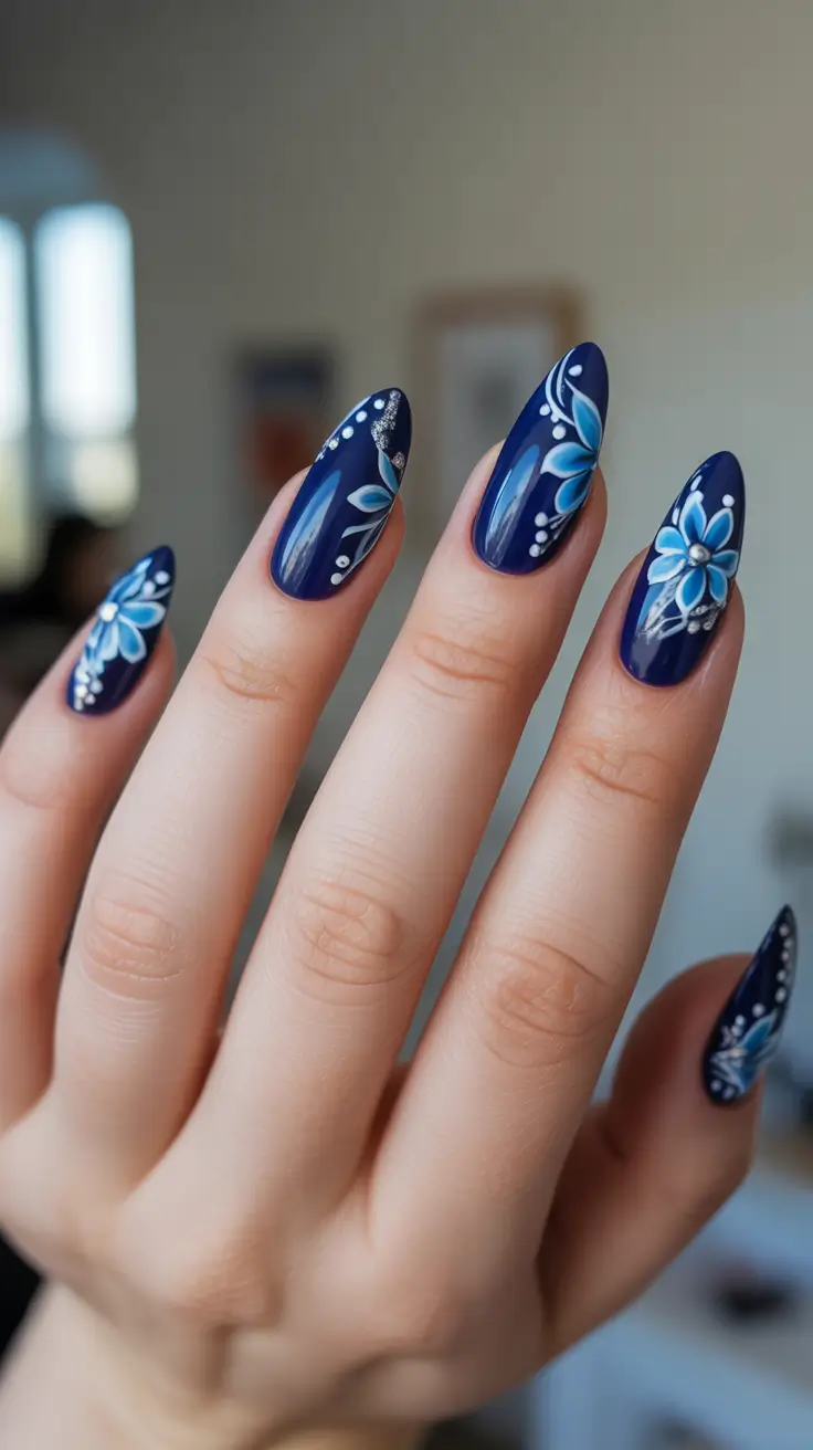 spring almond nails 2026 Midnight Bloom Energy