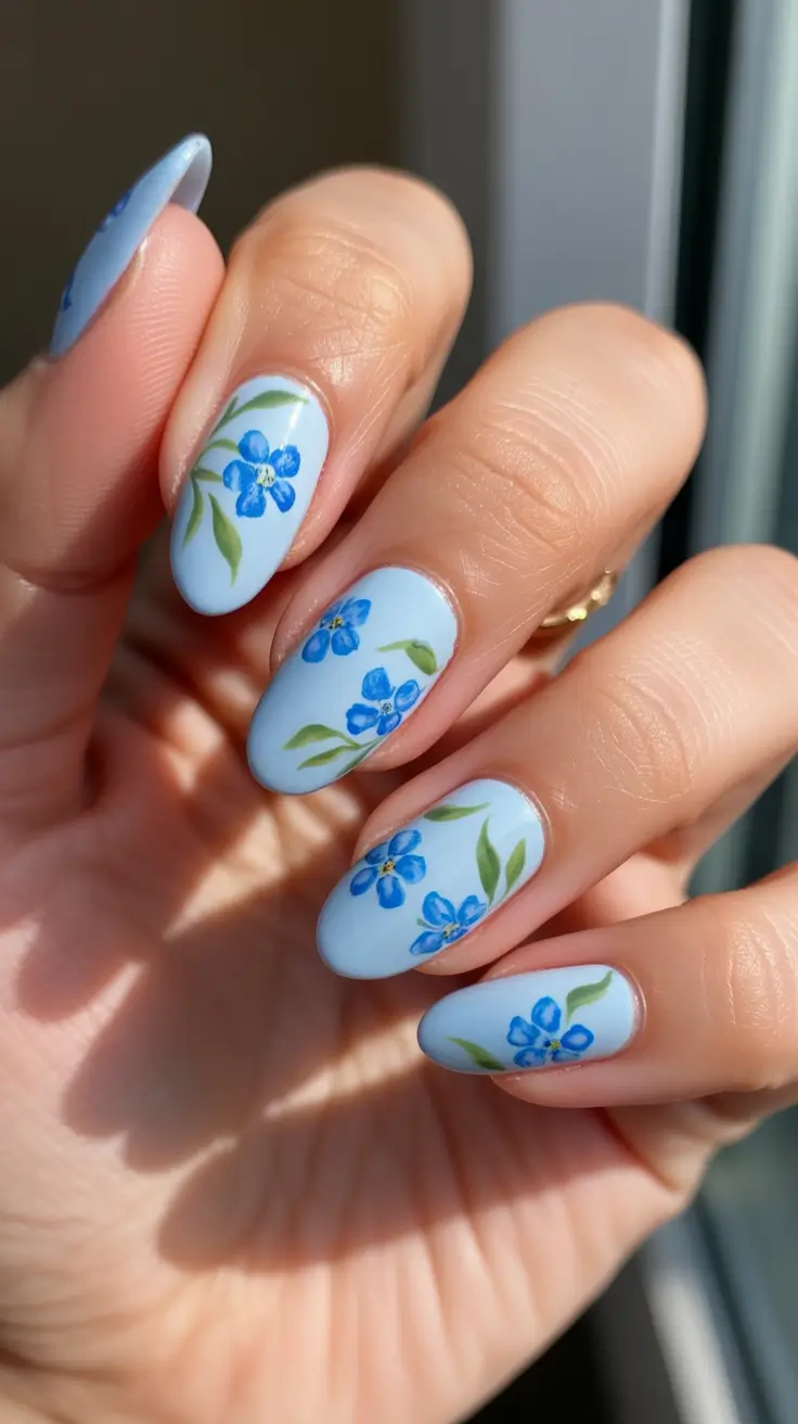 spring almond nails 2026 Sky Blossom Ease