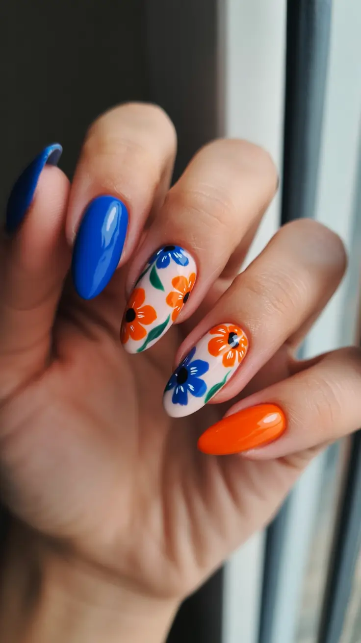 spring almond nails 2026 Blue Blossoms Energy