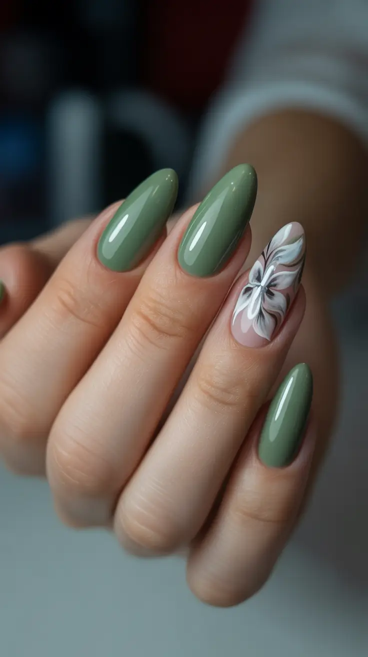 spring almond nails 2026 Sage Petal Elegance
