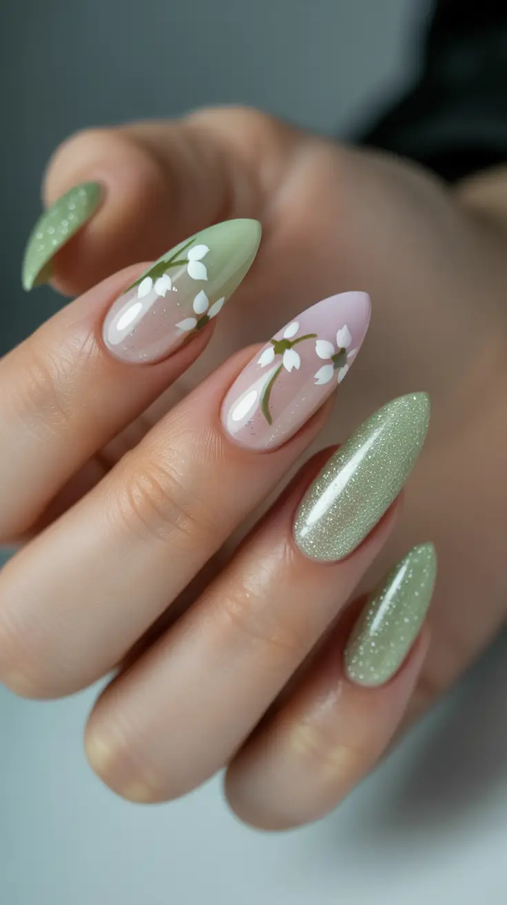 spring almond nails 2026 Mint Garden Whisper
