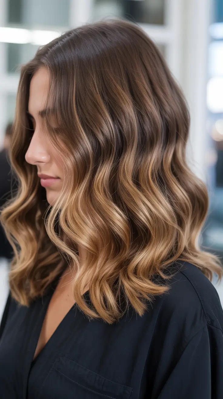 beautiful spring balayage hair color ideas 2026 + Golden Caramel Balayage For Soft, Lived-In Brightness