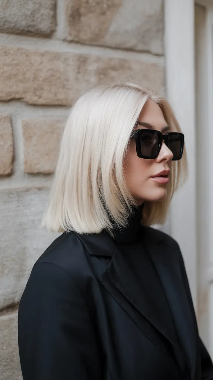 trendy spring blonde hair color looks 2026 + Ultra Light Sleek Bob With A Minimalist Edge