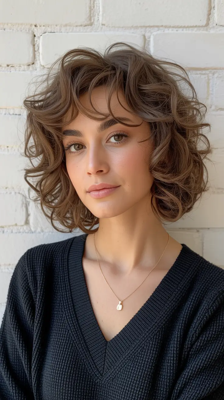 vibrant spring bob haircuts 2026 + Shaggy Curly Bob With Flirty Fringe