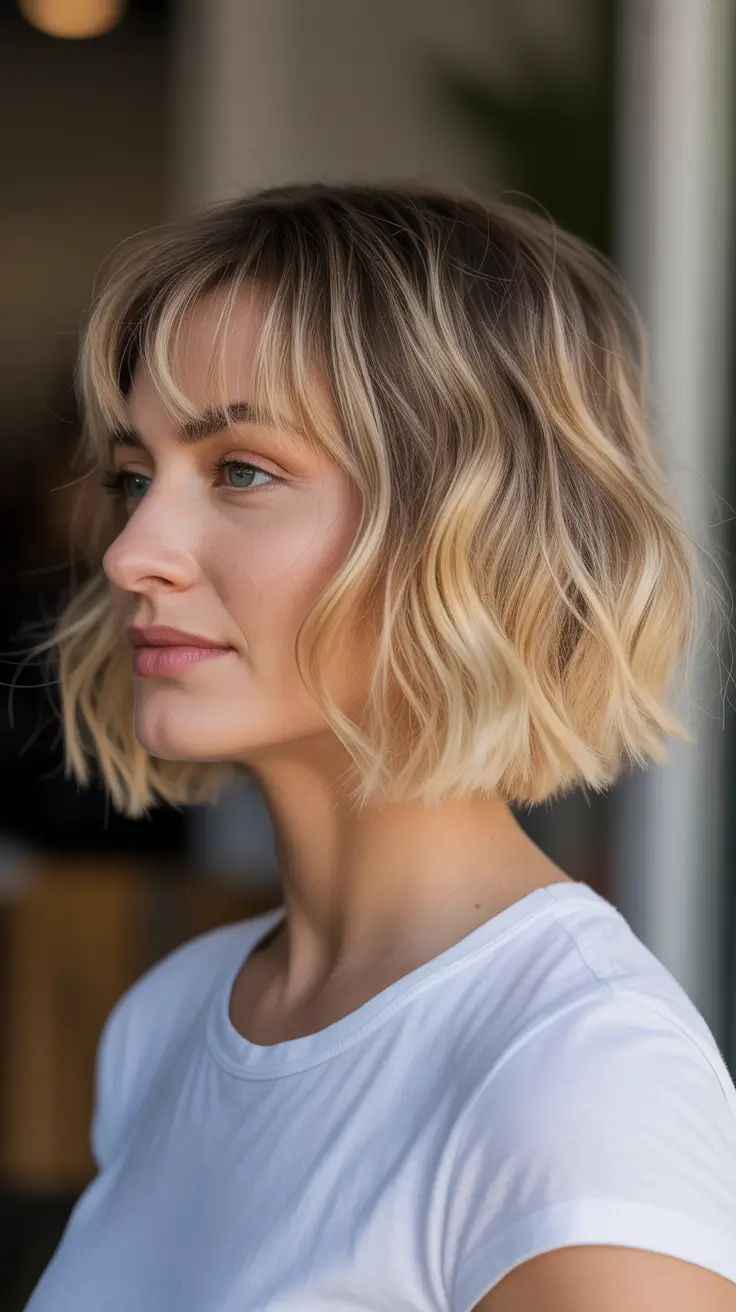 vibrant spring bob haircuts 2026 + Soft Blonde Bob With Airy Fringe And Beachy Bend