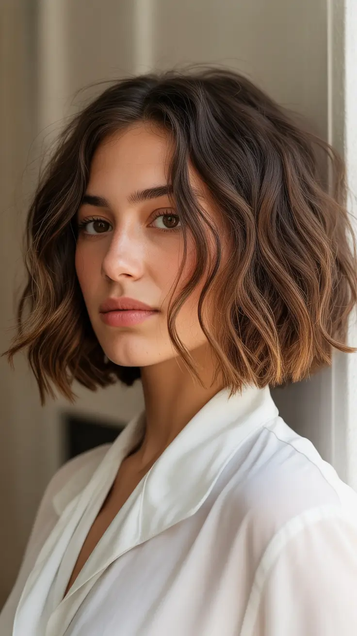 vibrant spring bob haircuts 2026 + Textured Espresso Bob With Casual Cool Movement