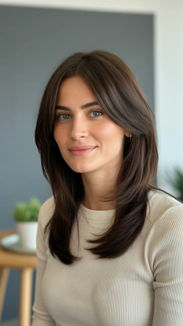 amazing spring brown hair color 2026 + Deep Espresso Layers With Natural Softness