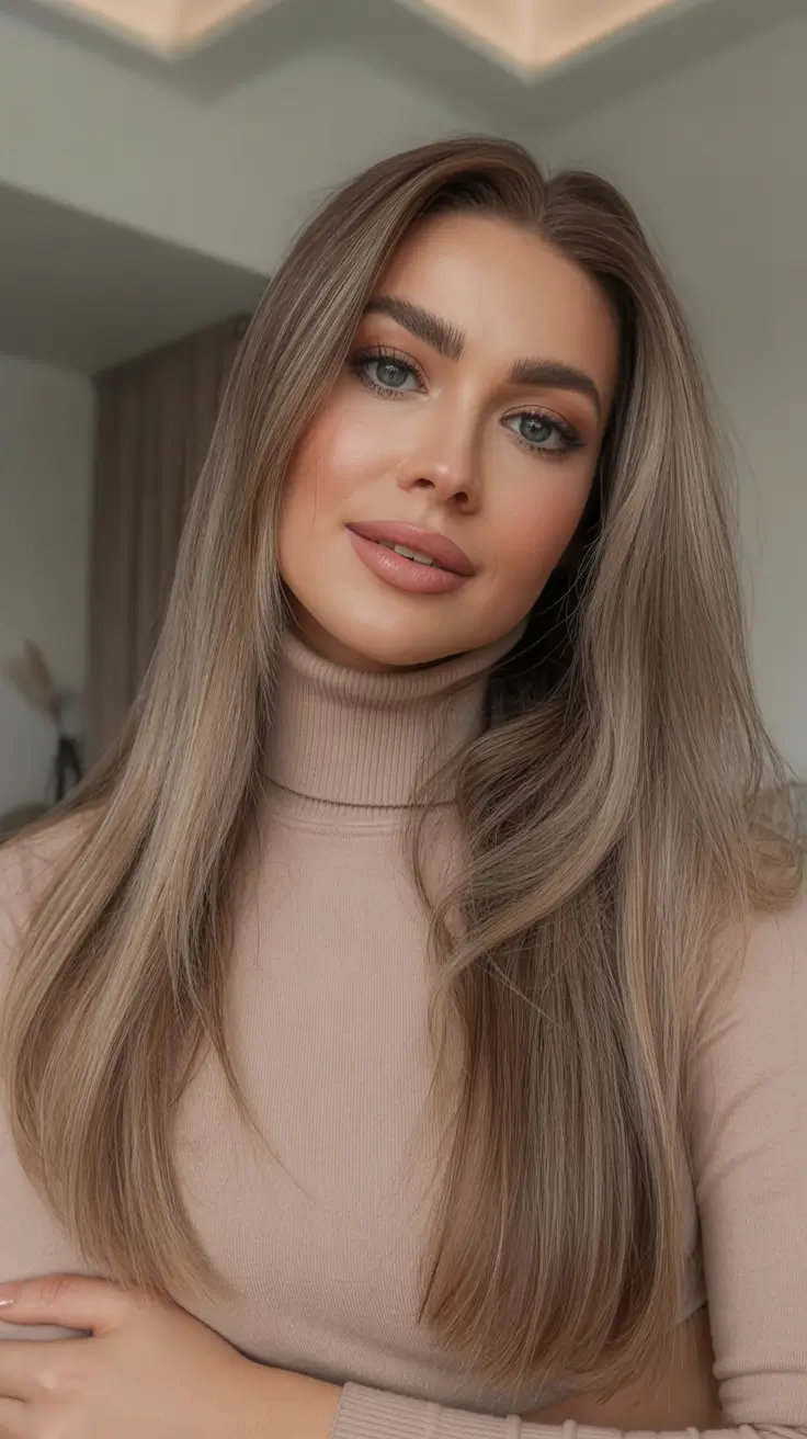 amazing spring brown hair color 2026 + Mushroom Beige Brown With a Soft Luxe Finish