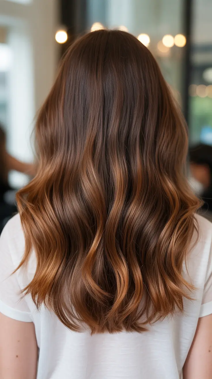 amazing spring brown hair color 2026 + Chestnut Melt With Caramel Ends