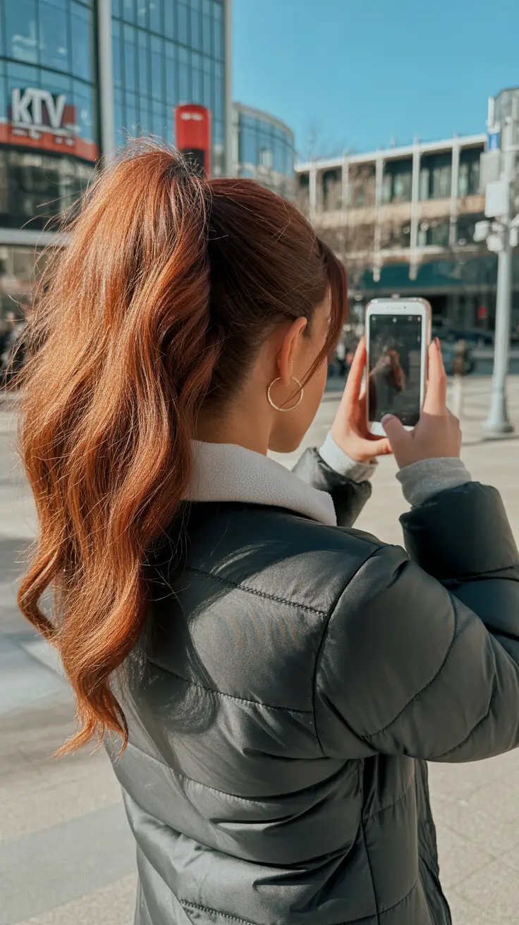 subtle spring brunette hair color 2026 + Sporty Ponytail With Subtle Auburn Brunette Shine
