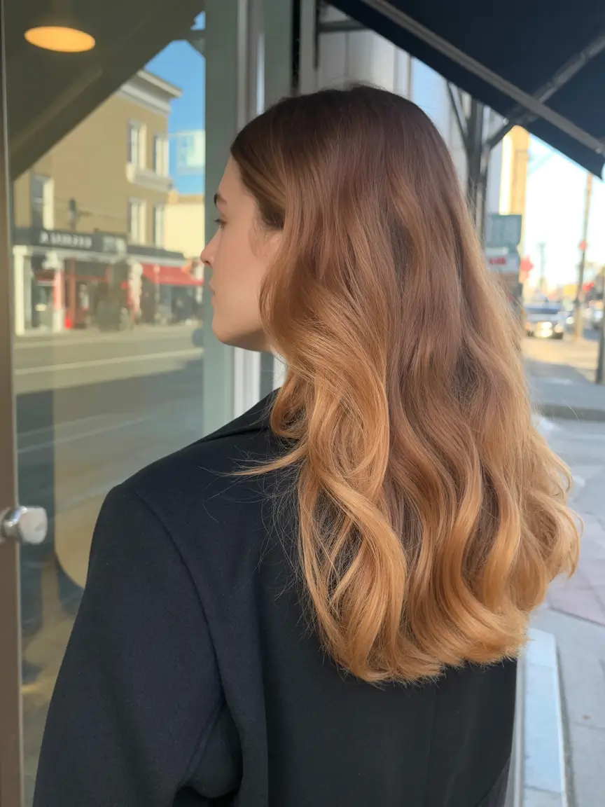 popular spring caramel hair color 2026 + Brunette Toffee Melt With Sunlit Ends