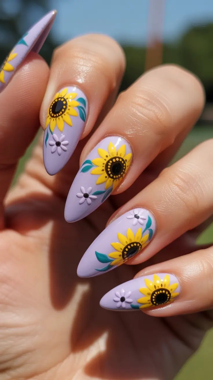 classy spring gel nails 2026 Violet Sunbeam Florals