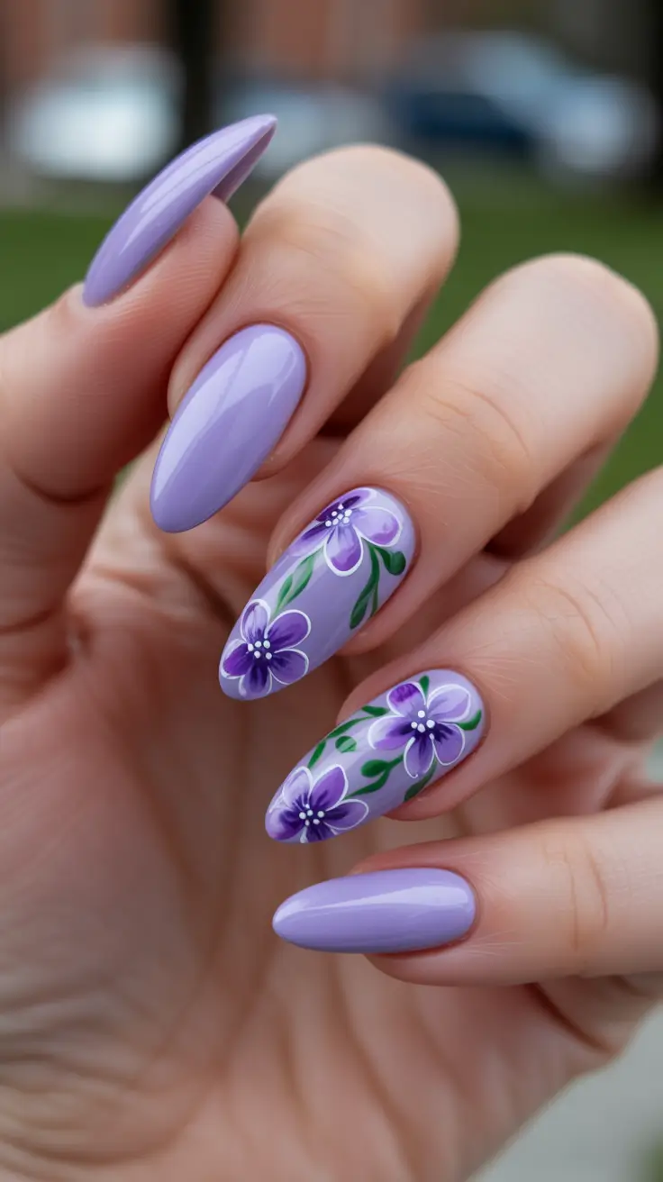 classy spring gel nails 2026 Lavender Petal Elegance