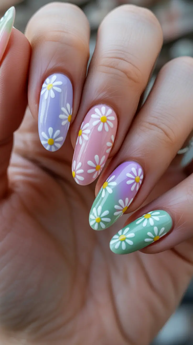 classy spring gel nails 2026 Pastel Daisy Daydream