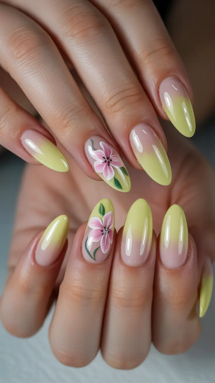 classy spring gel nails 2026 Yellow Blossom Fade