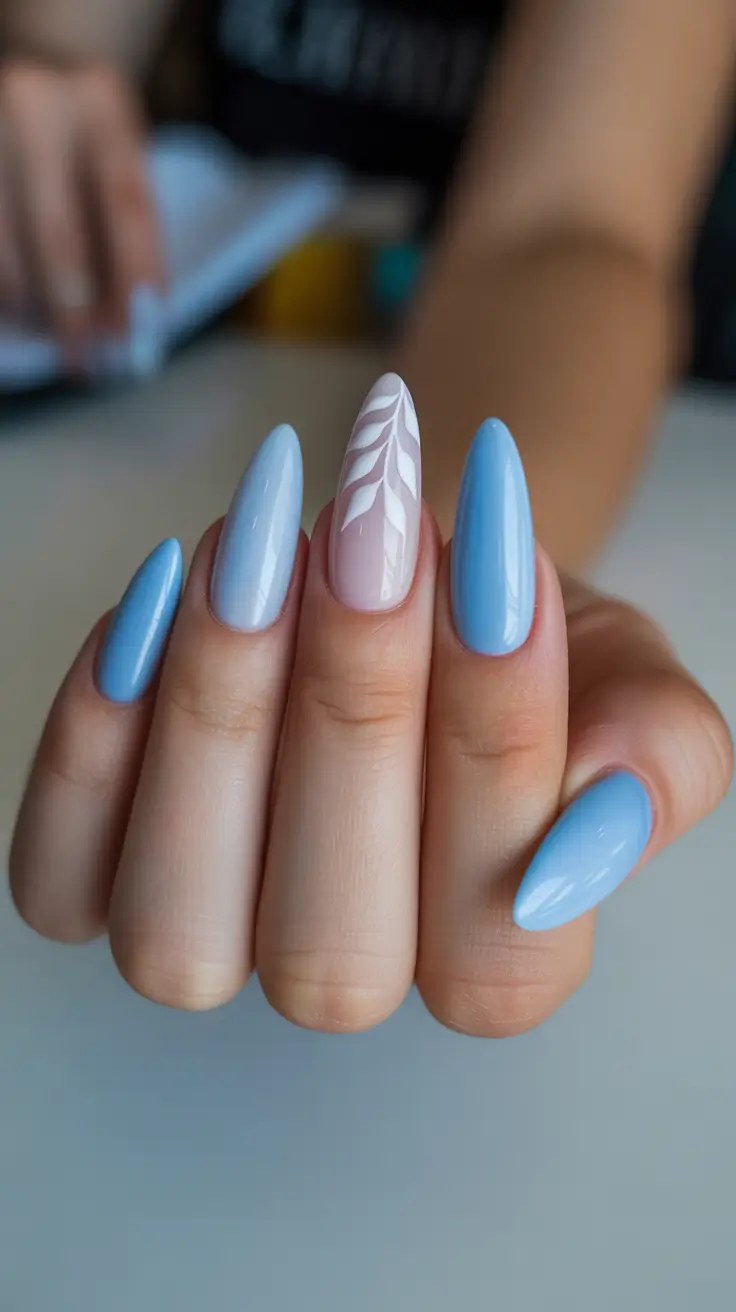 classy spring gel nails 2026 Blue Feather Minimalism