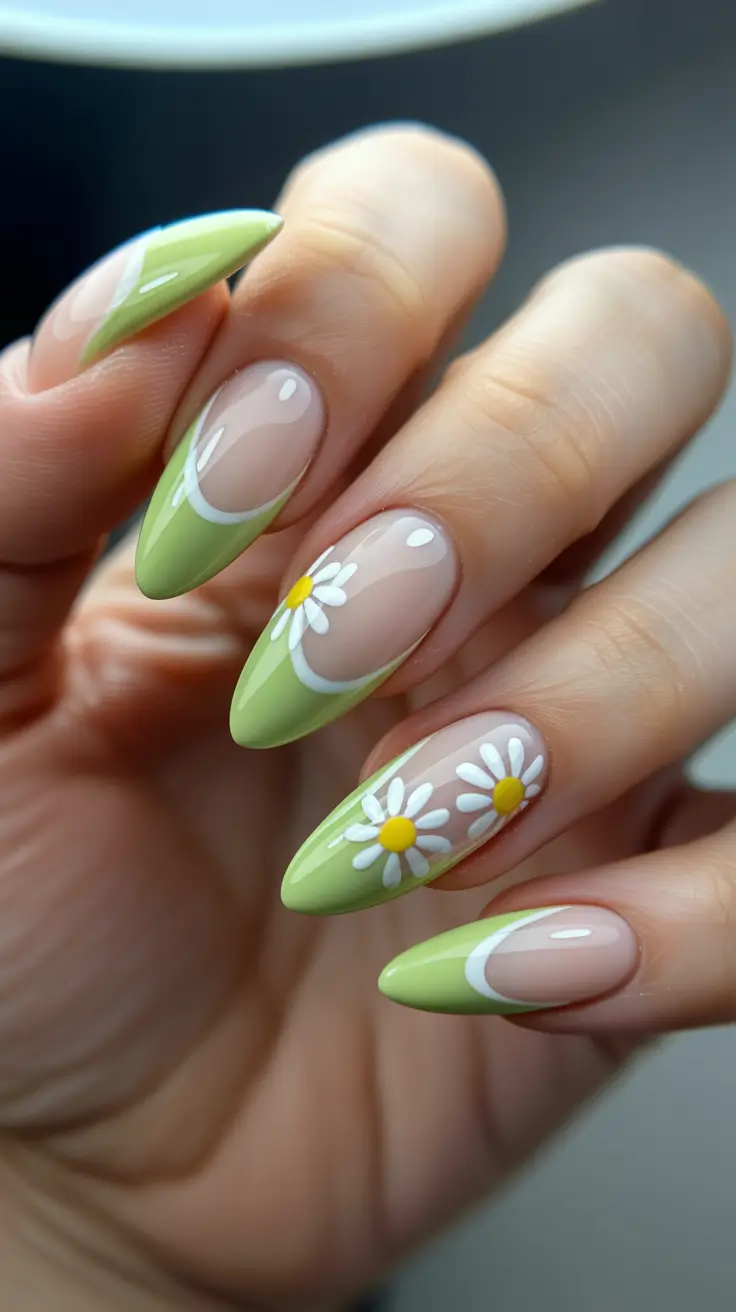 classy spring gel nails 2026 Lime French Garden
