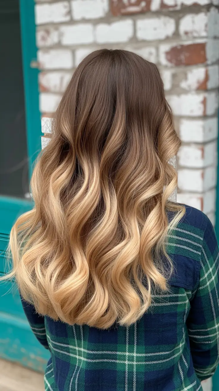 warm spring hair color ideas 2026 to look younger + Warm Brunette To Vanilla Balayage With Big Soft Waves