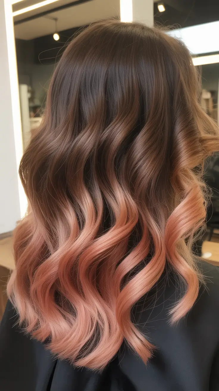 warm spring hair color ideas 2026 to look younger Espresso Roots With Rose-Copper Melted Ends