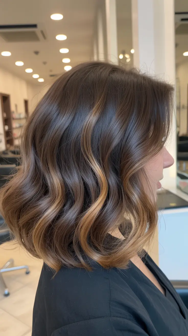 warm spring hair color ideas 2026 to look younger + Honey-Lit Wavy Lob That Softens Everything