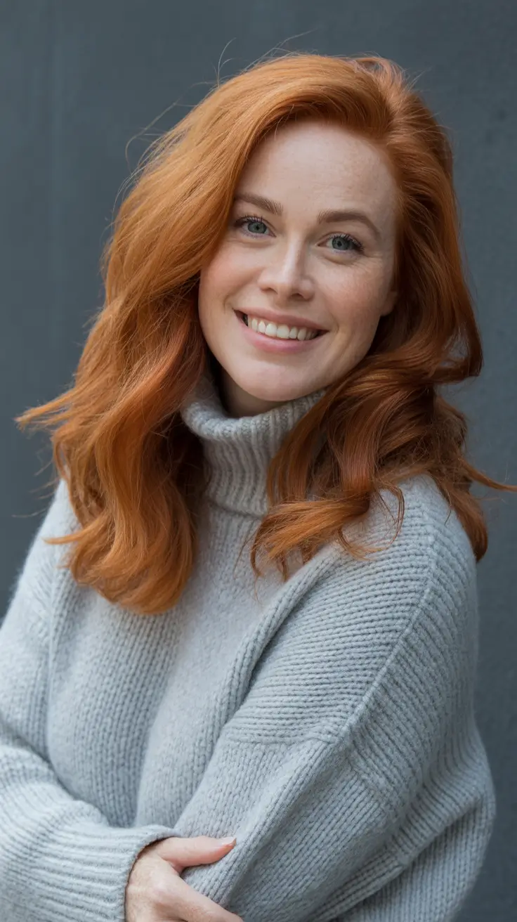 warm spring hair color ideas 2026 to look younger + Soft Copper Waves For A Fresh, Youthful Spark