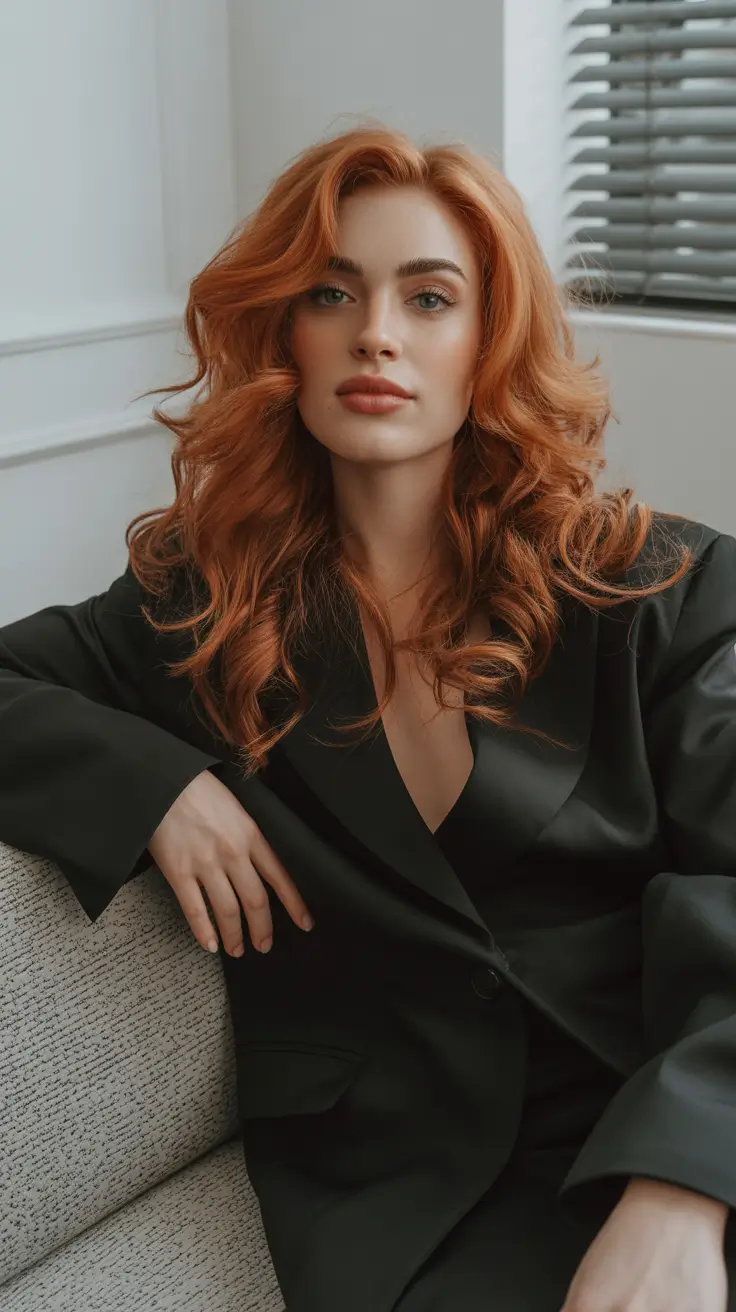 sophisticated spring hair color trends 2026 Soft Ginger Waves With Luxe, Warm Depth