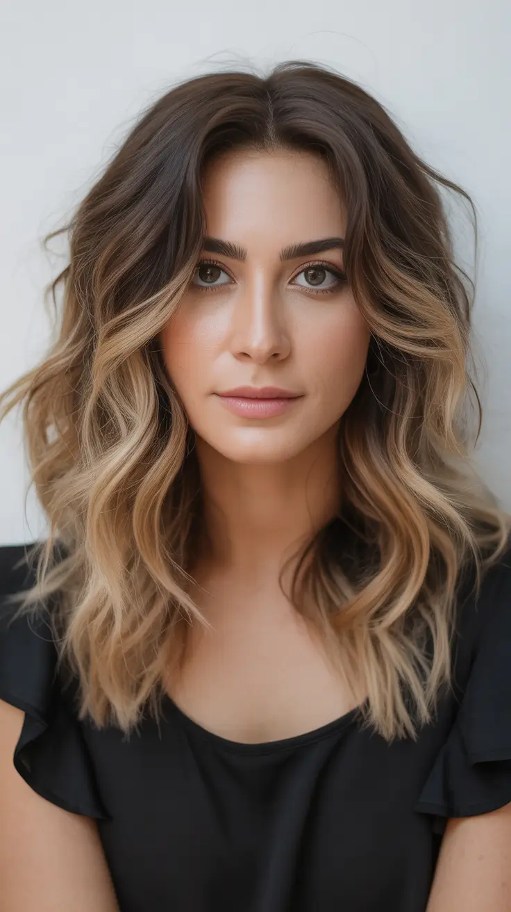sophisticated spring hair color trends 2026 Lived-In Brunette Balayage With Beige Glow