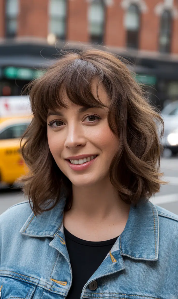 pretty spring haircuts 2026 Soft Wavy Bob With Airy Bangs