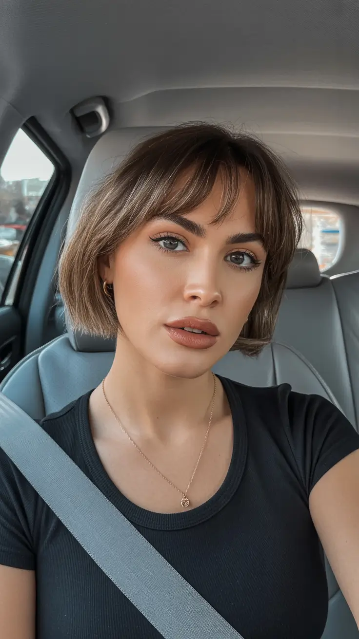 pretty spring haircuts 2026 Short Blunt Bob With Wispy Micro Fringe