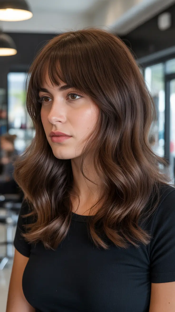 pretty spring haircuts 2026 Glossy Long Layers With Airy Full Fringe