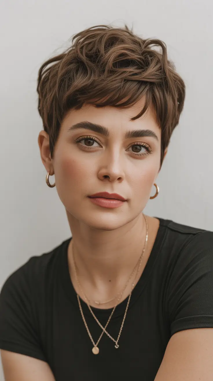 pretty spring haircuts 2026 Soft Piecey Pixie With Lift