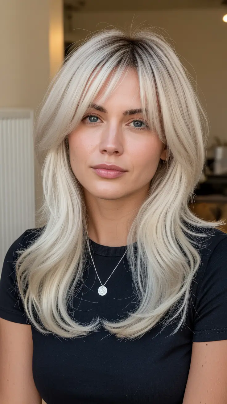 pretty spring haircuts 2026 Long Layered Blonde With Curtain Bangs