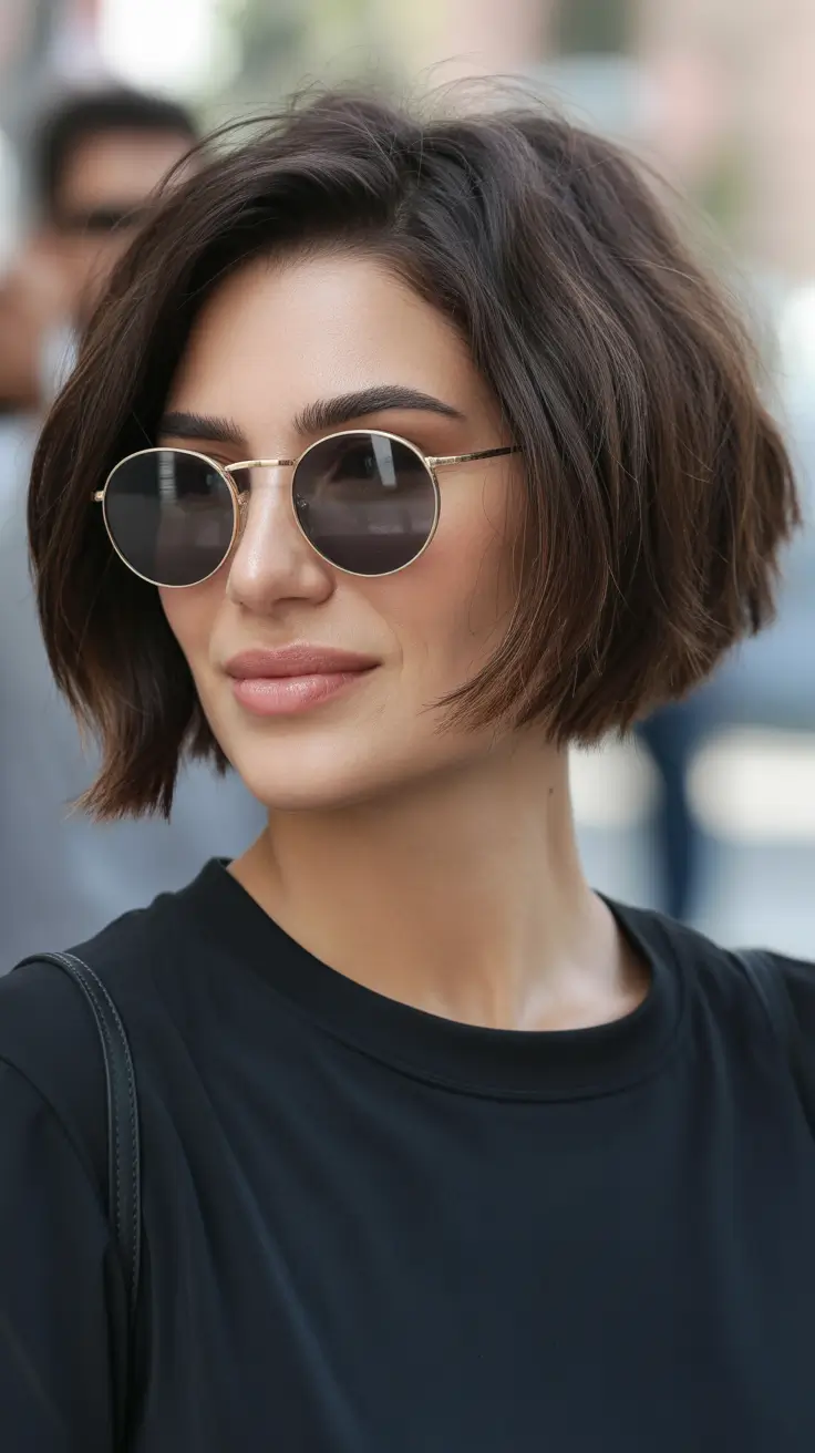 pretty spring haircuts 2026 Cool-Girl Textured Short Bob With City Energy