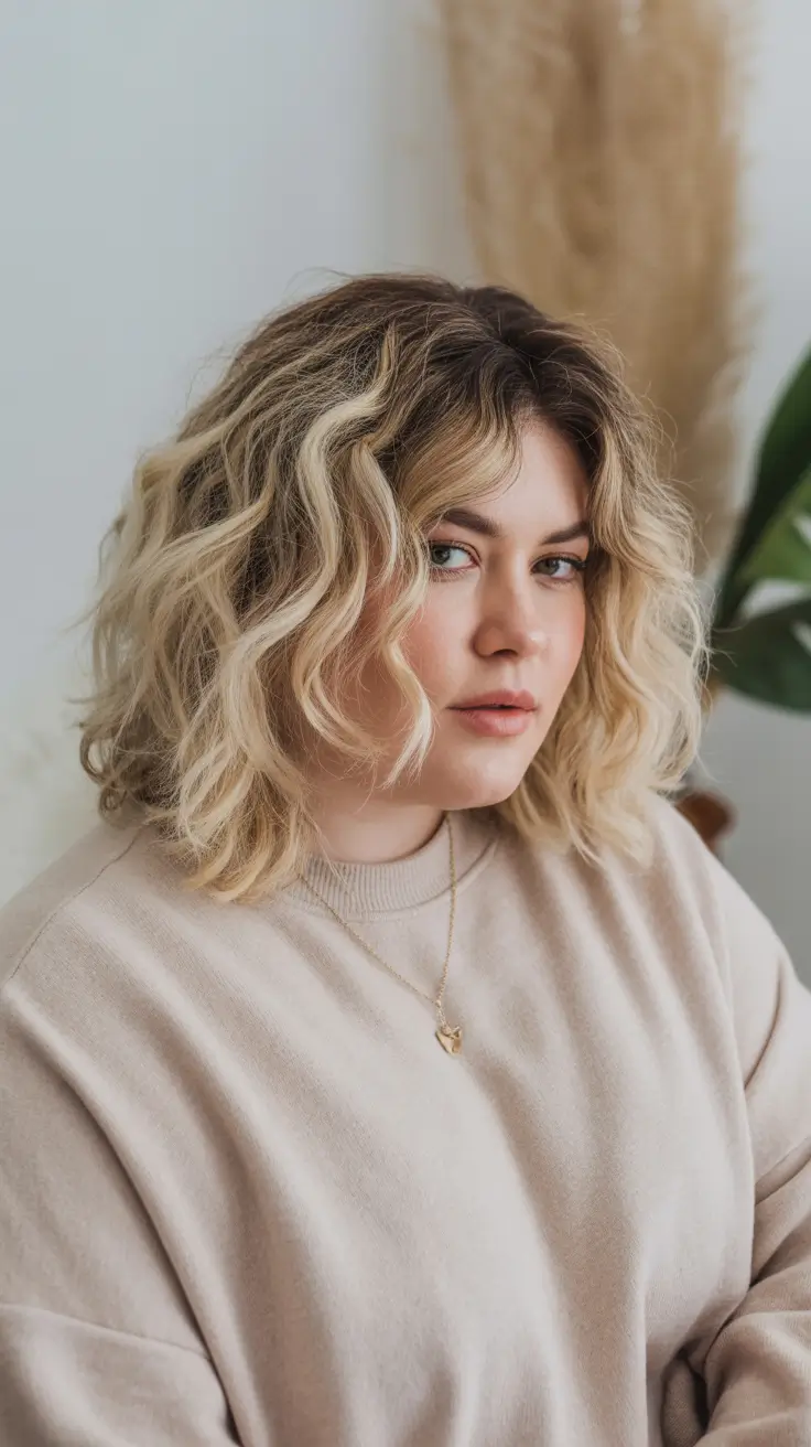 playful spring haircuts for chubby faces 2026 + Beachy Blonde Wavy Bob With Soft Volume