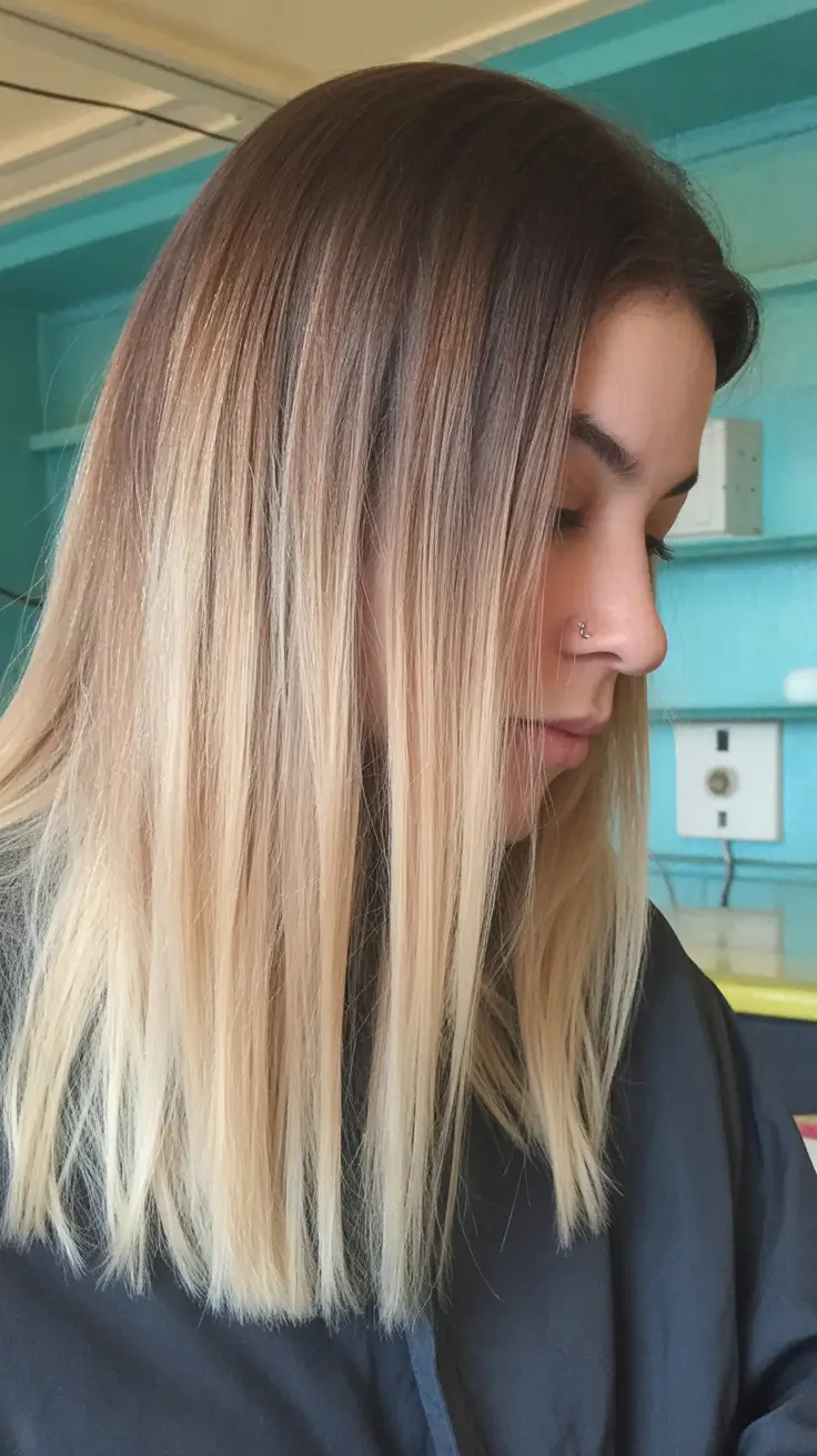 playful spring long haircuts trends 2026 Sleek Straight Blonde With Root Shadow Depth
