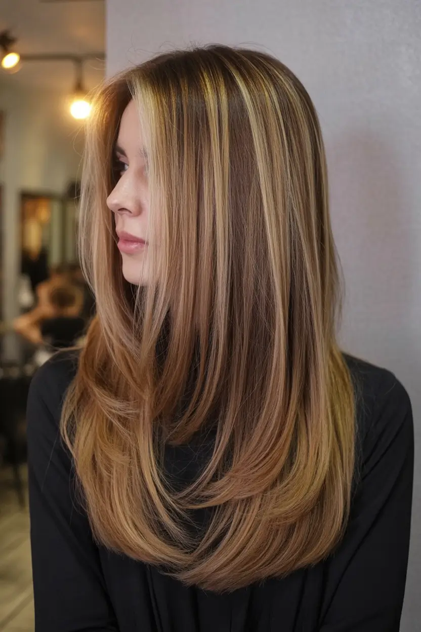 spring long haircuts Espresso Toffee Blend - Dimensional Long Layers